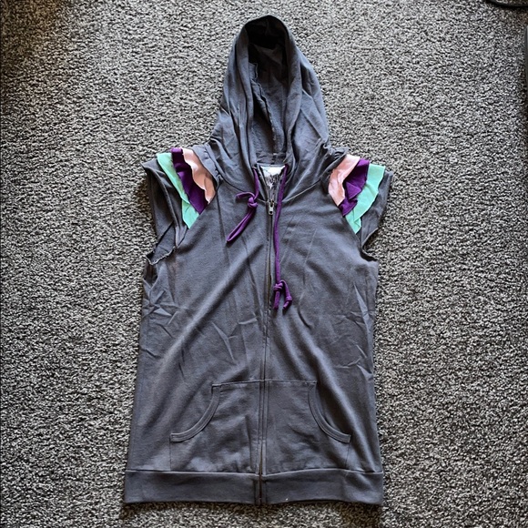 dELiA*s Tops - Delia’s Vintage Y2K Junior’s Zip Up Hoodie Vest Grey/Purple Size Medium